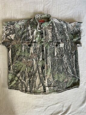 Vintage Winchester Men's Short-Sleeve Camo Button-Up Shirt - Green/Brown